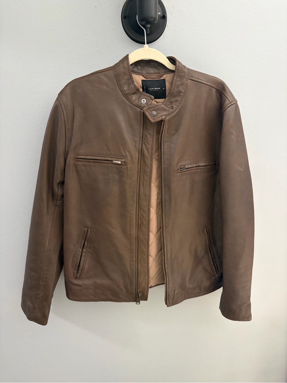 Lucky Brand Brown Leather Moto Jacket